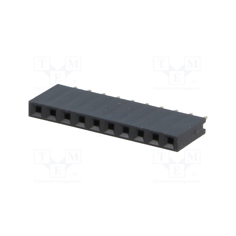 50 pcs : DS1023-1*10S21 - Socket, pin strips, female, PIN: 10, straight, 2.54mm, THT, 1x10