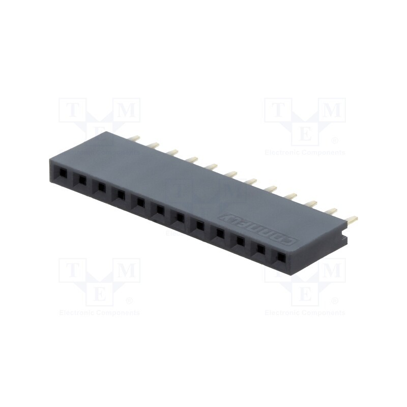 50 pcs : DS1023-1*12S21 - Socket, pin strips, female, PIN: 12, straight, 2.54mm, THT, 1x12