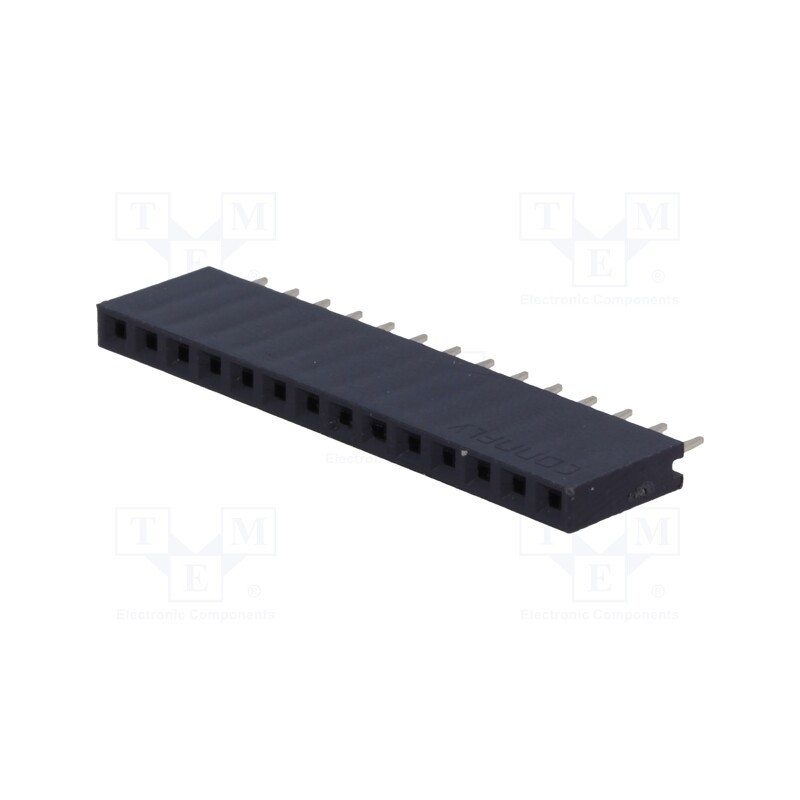 50 pcs : DS1023-1*14S21 - Socket, pin strips, female, PIN: 14, straight, 2.54mm, THT, 1x14