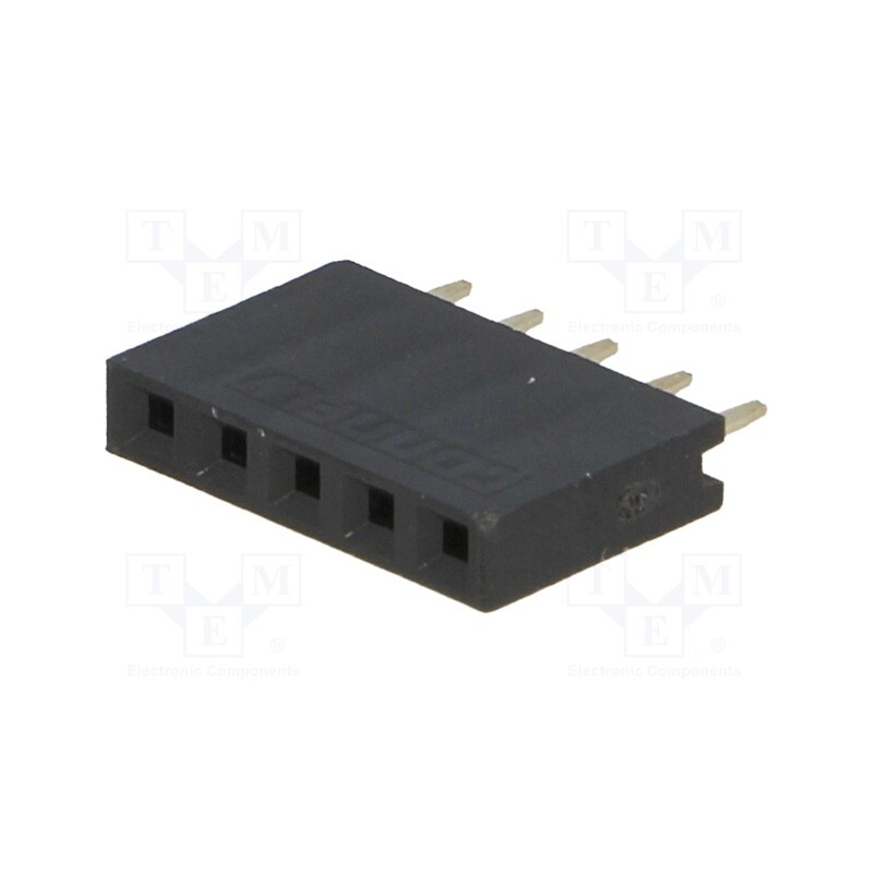 50 pcs : DS1023-1*5S21 - Socket, pin strips, female, PIN: 5, straight, 2.54mm, THT, 1x5, 3A