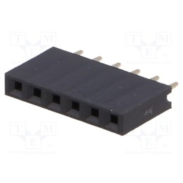 50 pcs : DS1023-1*6S21 - Socket, pin strips, female, PIN: 6, straight, 2.54mm, THT, 1x6, 3A