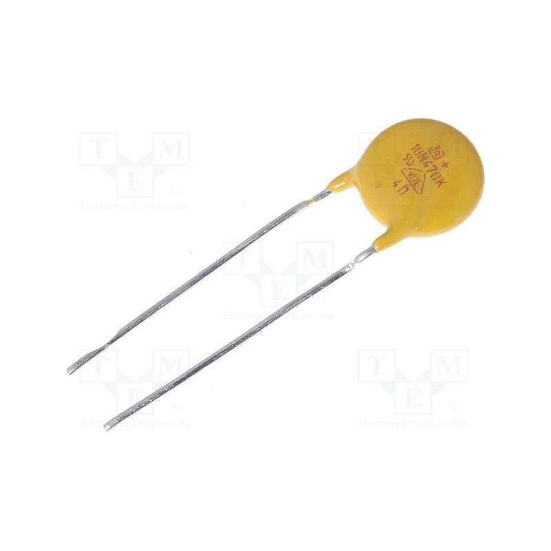 50 pcs : - Varistor: metal-oxide, THT, 30VAC, 38VDC, 47V, ±10%, 500A, 7.4J, 50mW