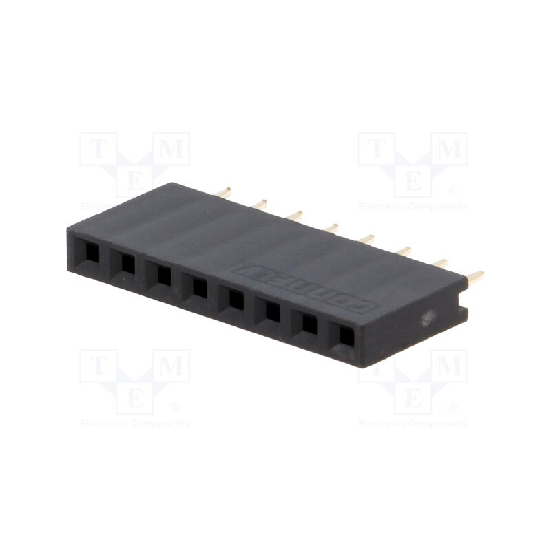 50 pcs : DS1023-1*8S21 - Socket, pin strips, female, PIN: 8, straight, 2.54mm, THT, 1x8, 3A