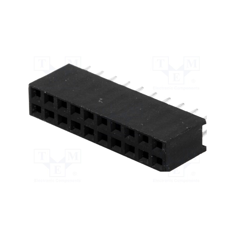 10 pcs : DS1023-2*10S21 - Socket, pin strips, female, PIN: 20, straight, 2.54mm, THT, 2x10