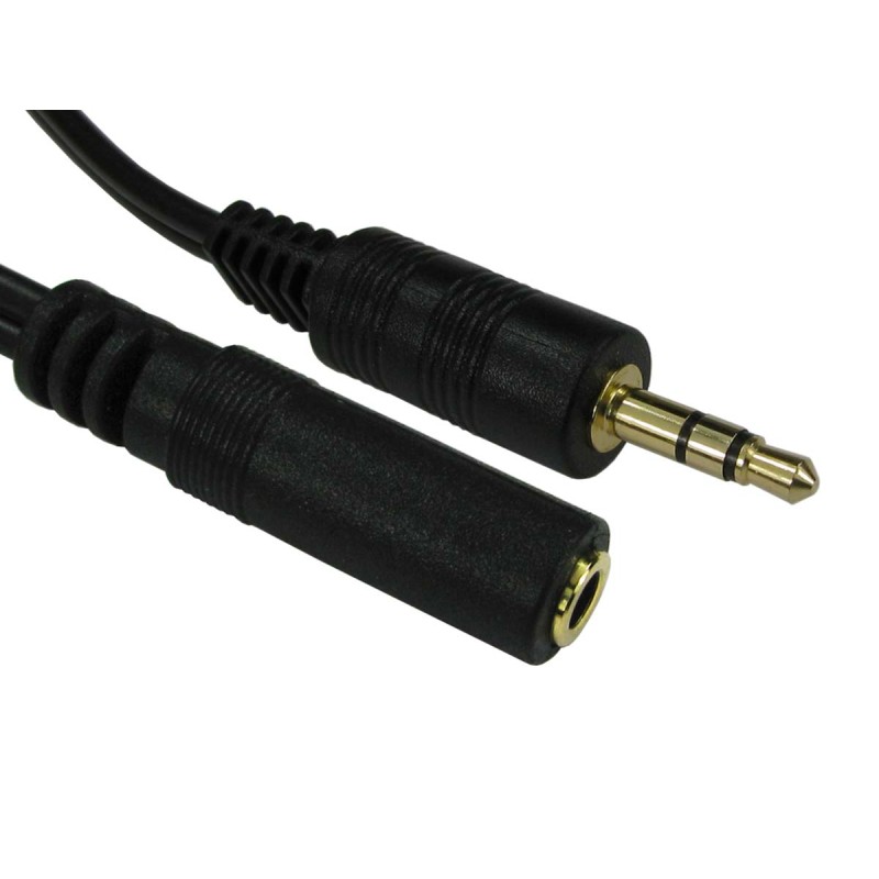 1 pcs - RS PRO Male 3.5mm Stereo Jack to Female 3.5mm Stereo Jack Aux Cable, Black, 15m