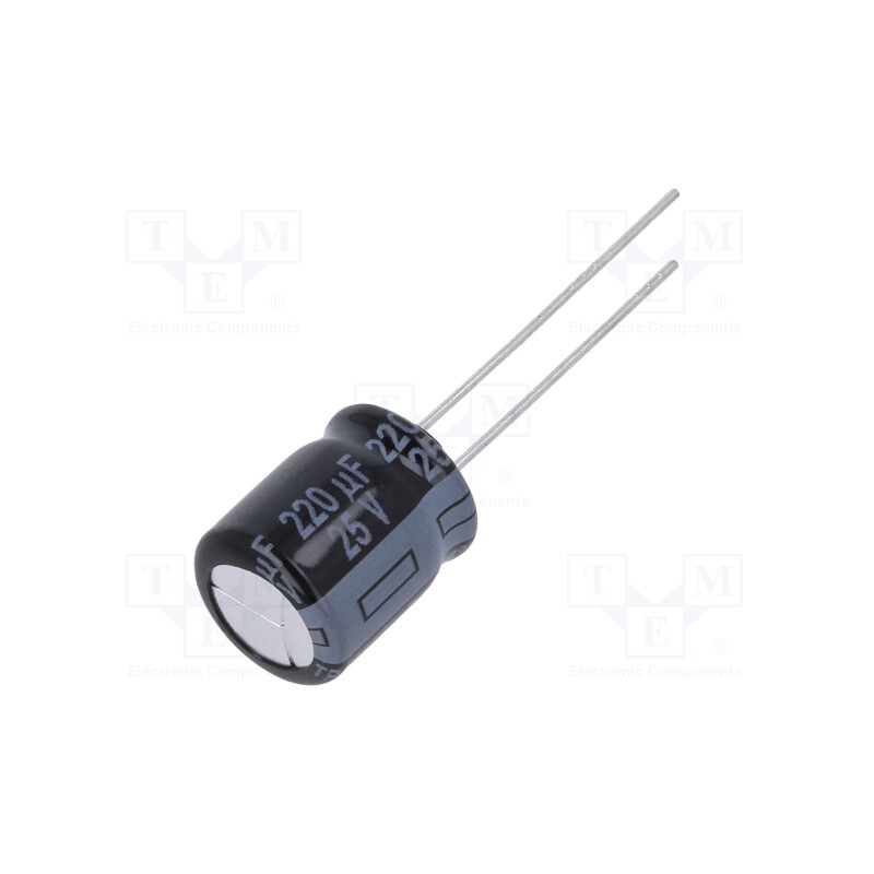 10 pcs : EEUTP1E221 - Capacitor: electrolytic, THT, 220uF, 25VDC, Ø10x12.5mm, Pitch: 5mm