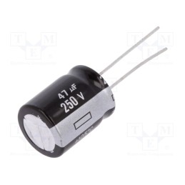 10 pcs : EEUEB2E470S - Capacitor: electrolytic, THT, 47uF, 250VDC, Ø16x20mm, Pitch: 7.5mm