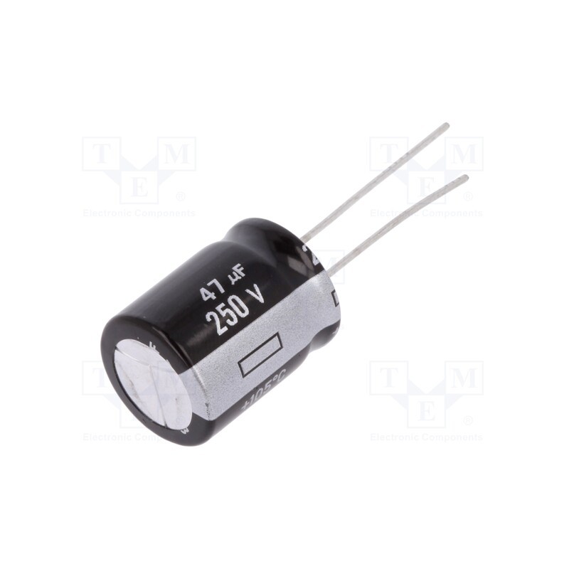 10 pcs : EEUEB2E470S - Capacitor: electrolytic, THT, 47uF, 250VDC, Ø16x20mm, Pitch: 7.5mm