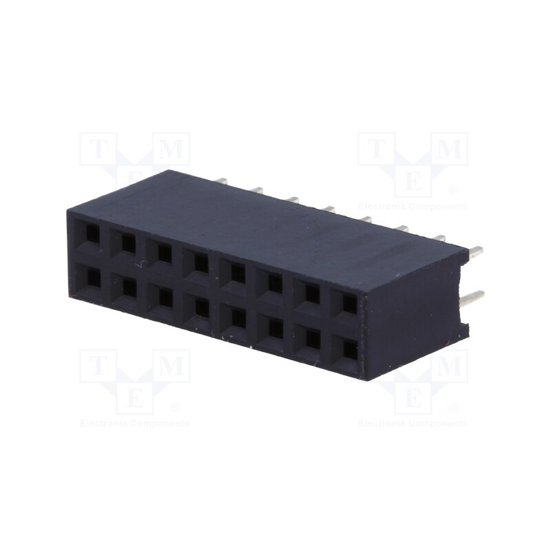 10 pcs : DS1023-2*8S21 - Socket, pin strips, female, PIN: 16, straight, 2.54mm, THT, 2x8, 3A