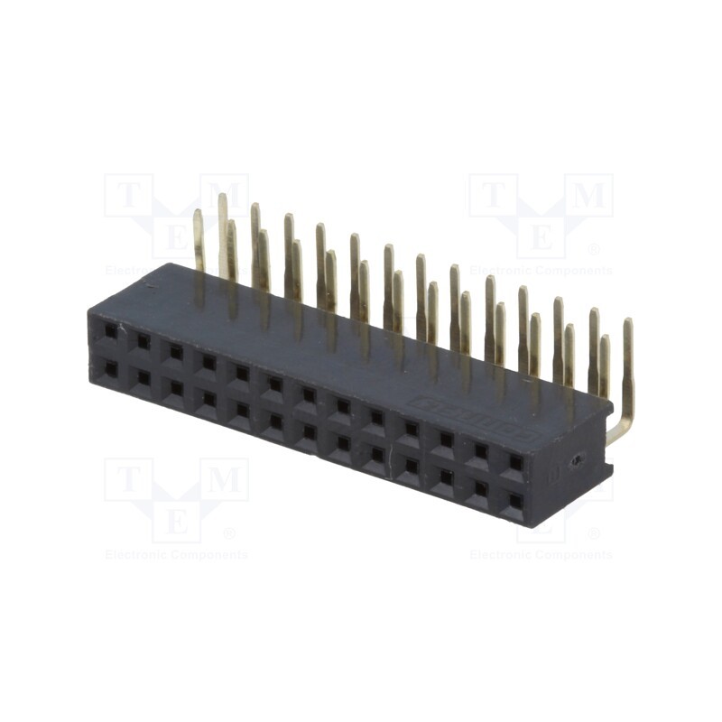 10 pcs : DS1024-2*13R2 - Socket, pin strips, female, PIN: 26, angled 90°, 2.54mm, THT, 2x13