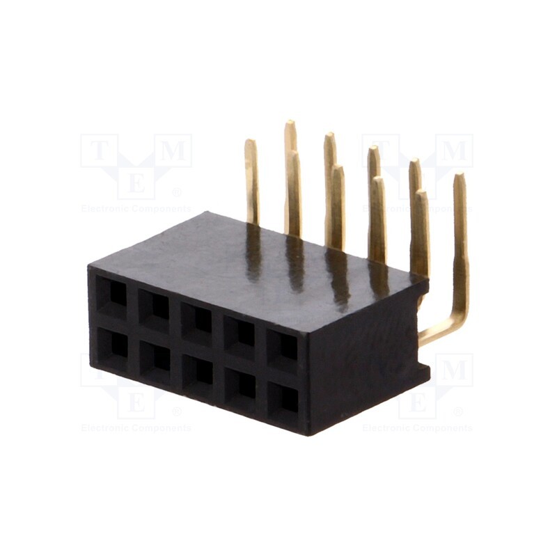 10 pcs : DS1024-2*5R2 - Socket, pin strips, female, PIN: 10, angled 90°, 2.54mm, THT, 2x5