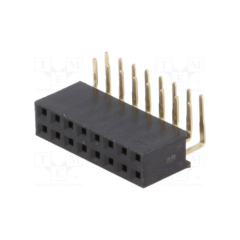 10 pcs : DS1024-2*8R0 - Socket, pin strips, female, PIN: 16, angled 90°, 2.54mm, THT, 2x8
