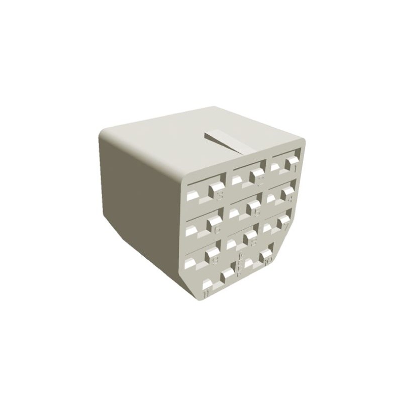 1 pcs - TE Connectivity, FASTIN-FASTON .250 11 Way Nylon Crimp Terminal Housing, 6.35mm Tab Size, Natural