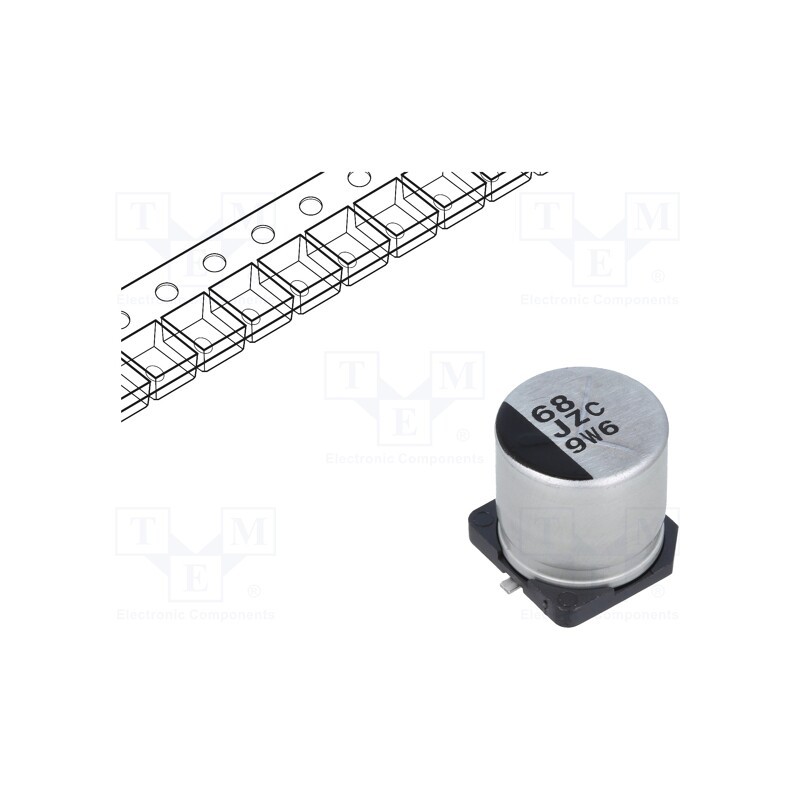 10 pcs : EEHZC1J680P - Capacitor: hybrid, 68uF, 63VDC, ESR: 30mΩ, ZC, SMD, ±20%, -55÷125°C