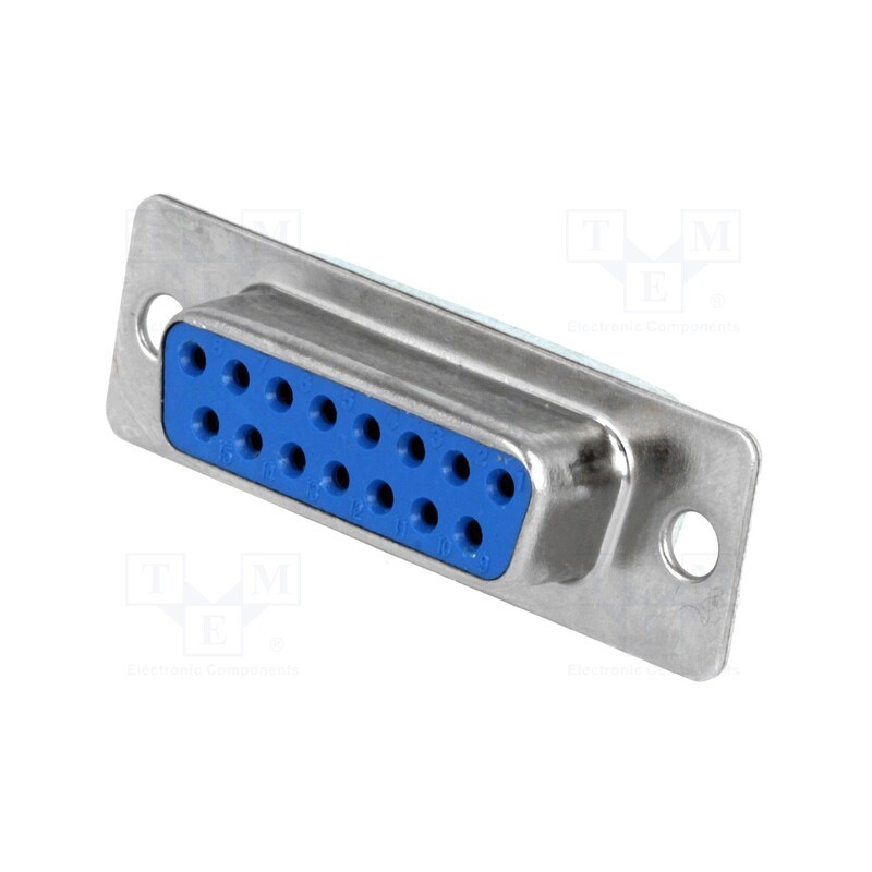 10 pcs : DS1034-15FUNSISS - D-Sub, PIN: 15, socket, female, straight, THT, 5A, 15mΩ