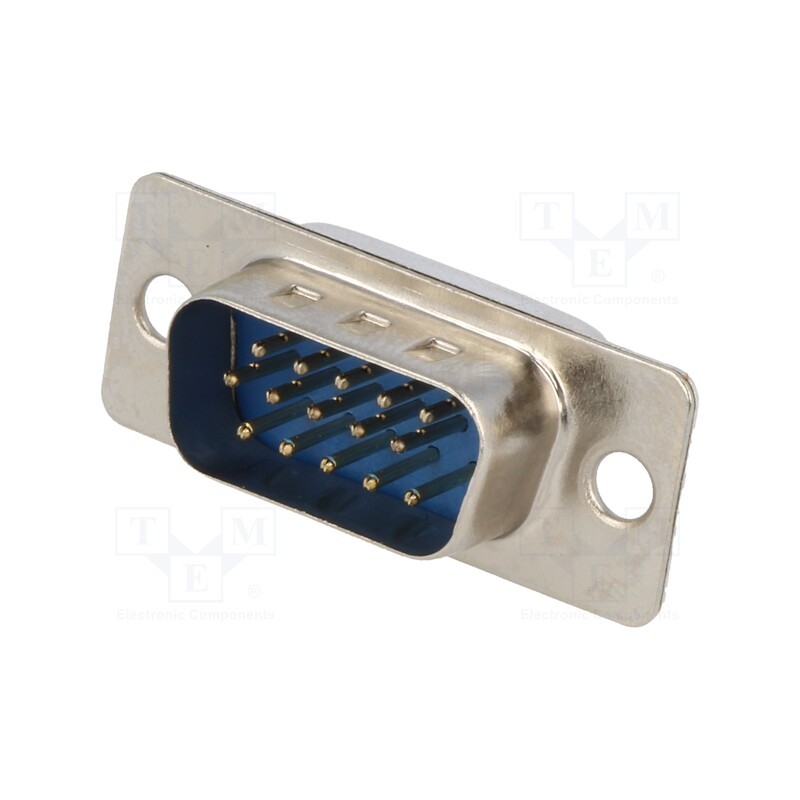 10 pcs : DS1035-15MUNSISS - D-Sub HD, PIN: 15, plug, male, for cable, straight, soldering, 5A