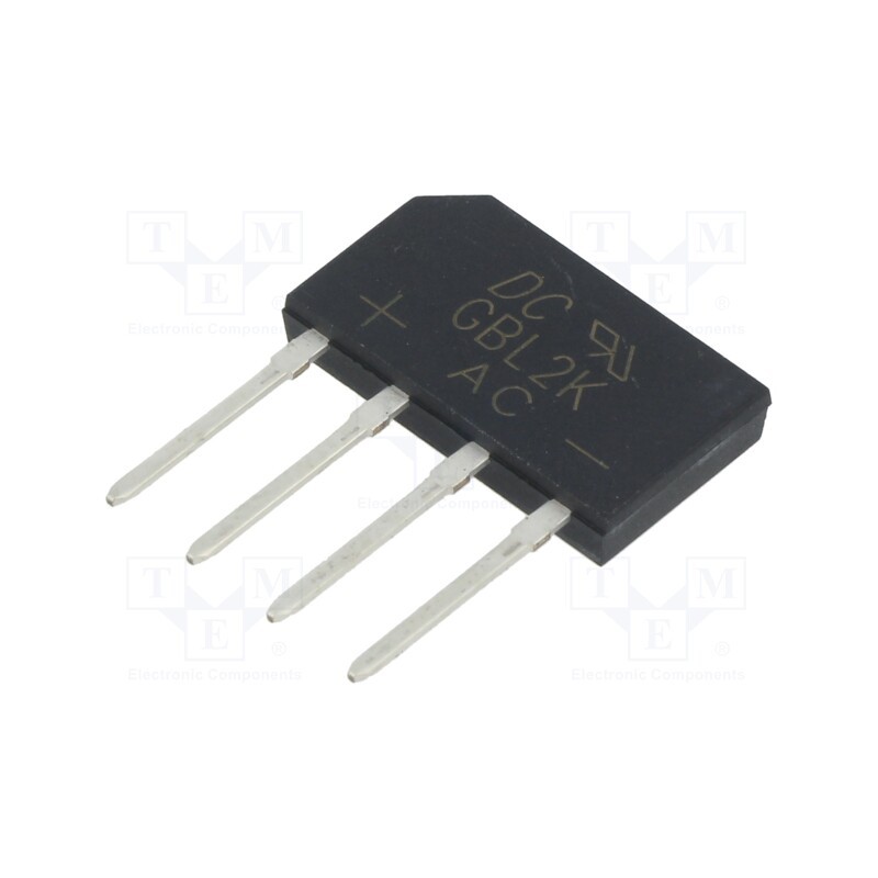 10 pcs : GBL2K - Bridge rectifier: single-phase, Urmax: 800V, If: 2A, Ifsm: 65A, flat