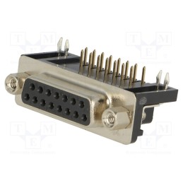 10 pcs : DS1037-01-15FNAKSI74 - D-Sub, PIN: 15, socket, female, angled 90°, THT, UNC 4-40, -55÷105°C