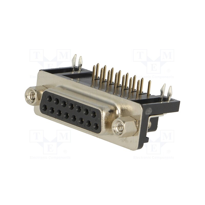 10 pcs : DS1037-01-15FNAKSI74 - D-Sub, PIN: 15, socket, female, angled 90°, THT, UNC 4-40, -55÷105°C