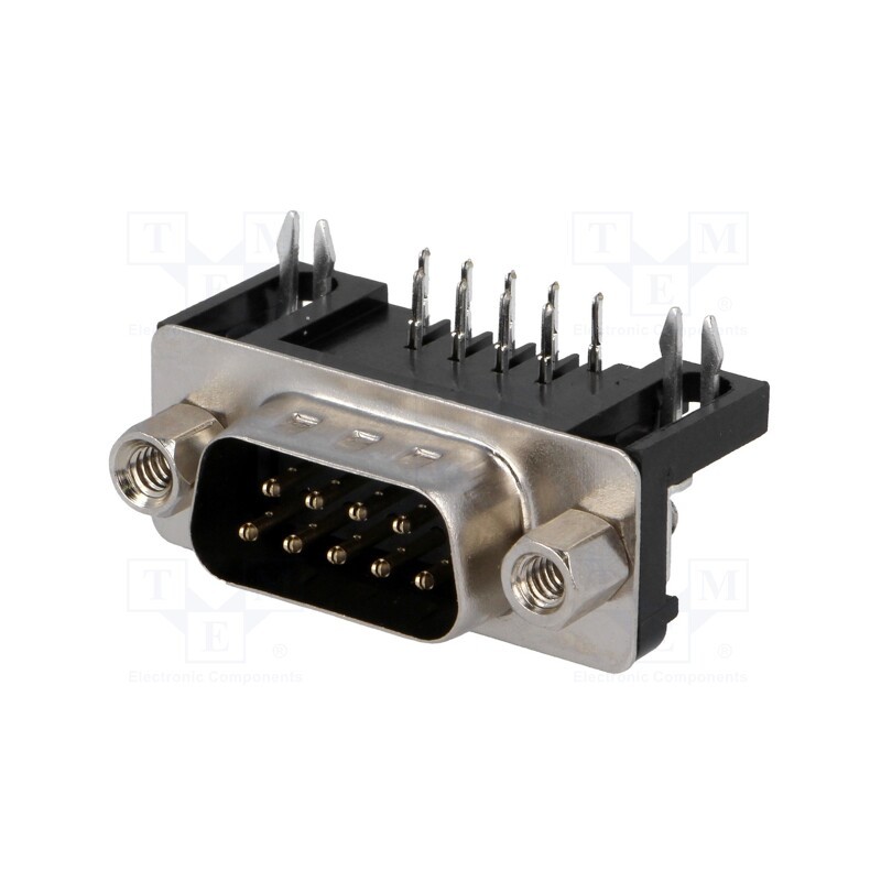 10 pcs : DS1037-09MNAKT74-0CC - D-Sub, PIN: 9, socket, male, angled 90°, THT, UNC 4-40, 5A, 15mΩ