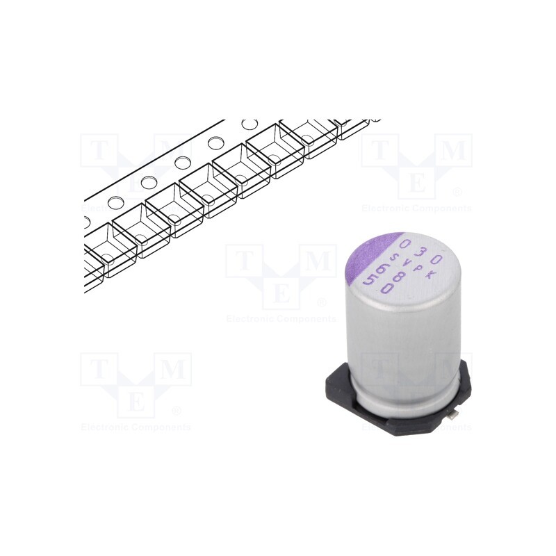 10 pcs : 50SVPK68M - Capacitor: polymer, 68uF, 50VDC, SVPK, SMD, ±20%, -55÷125°C, Ø8x12mm