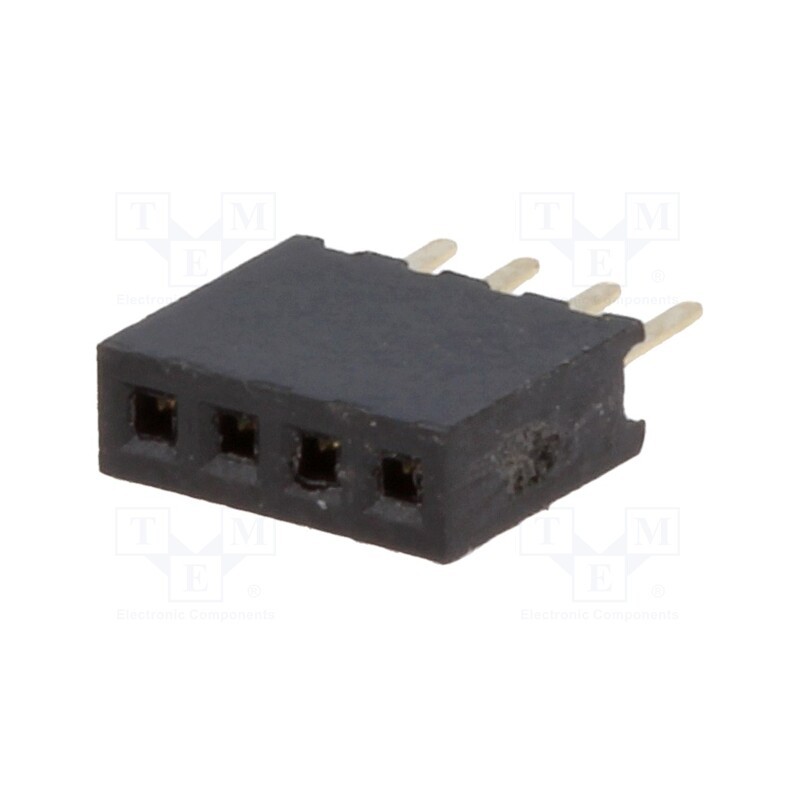 20 pcs : DS1065-01-1*4S8BV - Socket, pin strips, female, PIN: 4, straight, 1.27mm, THT, 1x4, 1A