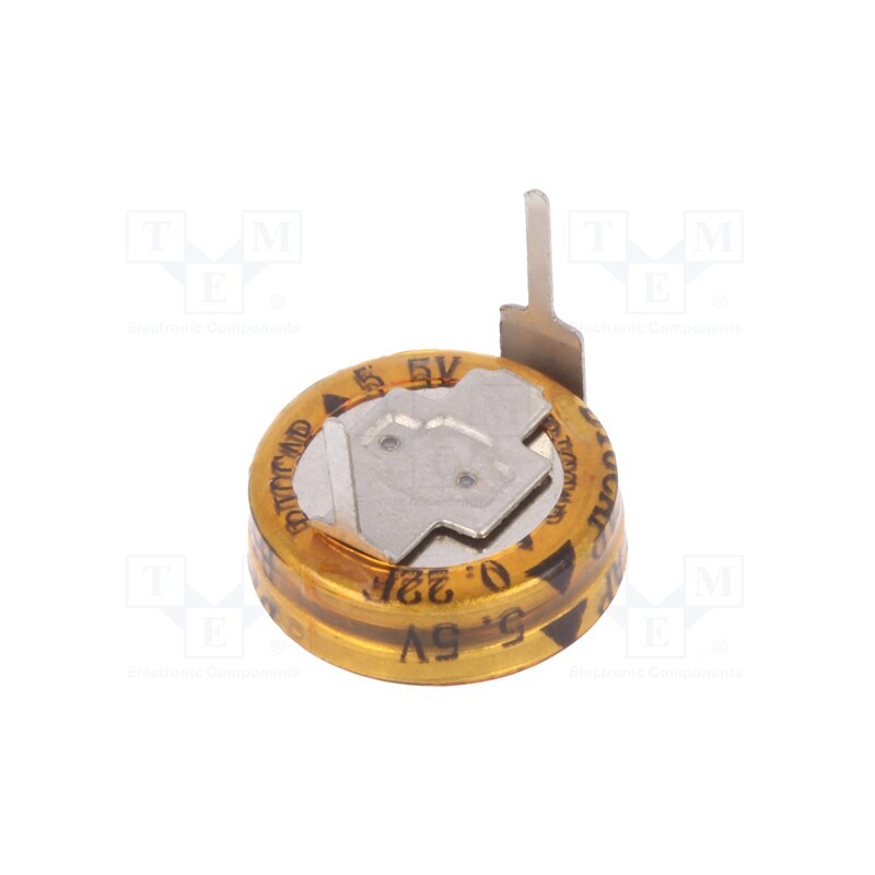 10 pcs : BCE005R5H224FS - Supercapacitor, THT, 0.22F, 5.5VDC, ±20%, Ø11.5x6mm, -25÷70°C, EDLC