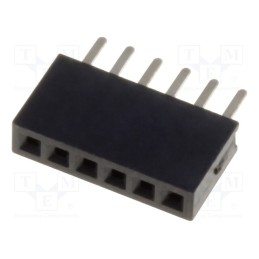 20 pcs : DS1065-01-1*6S8BV - Socket, pin strips, female, PIN: 6, straight, 1.27mm, THT, 1x6, 1A