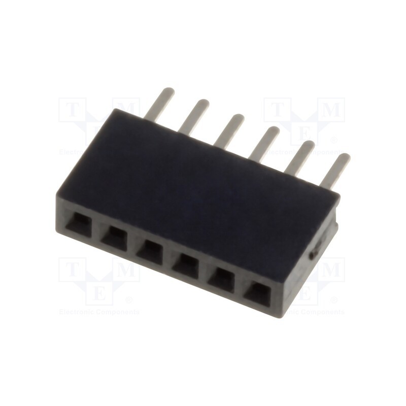 20 pcs : DS1065-01-1*6S8BV - Socket, pin strips, female, PIN: 6, straight, 1.27mm, THT, 1x6, 1A