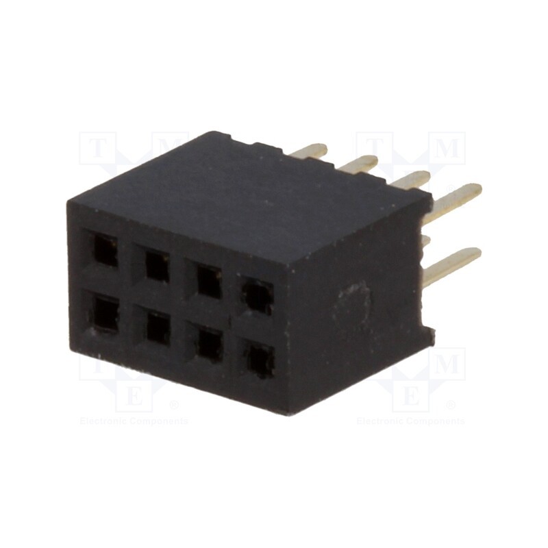 20 pcs : DS1065-03-2*4S8BV - Socket, pin strips, female, PIN: 8, straight, 1.27mm, THT, 2x4, 1A