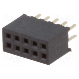 20 pcs : DS1065-03-2*5S8BV - Socket, pin strips, female, PIN: 10, straight, 1.27mm, THT, 2x5, 1A