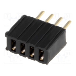 20 pcs : DS1065-07-1*4S8BV - Socket, pin strips, female, PIN: 4, straight, 1.27mm, THT, 1x4