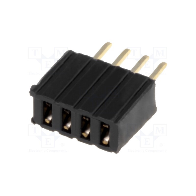 20 pcs : DS1065-07-1*4S8BV - Socket, pin strips, female, PIN: 4, straight, 1.27mm, THT, 1x4