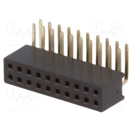10 pcs : DS1065-14-2*10S8BR - Socket, pin strips, female, PIN: 20, angled 90°, 1.27mm, THT, 2x10