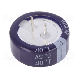 10 pcs : BCE005R5C105FS - Supercapacitor, THT, 1F, 5.5VDC, ±20%, Body dim: Ø20.5x7.6mm, EDLC