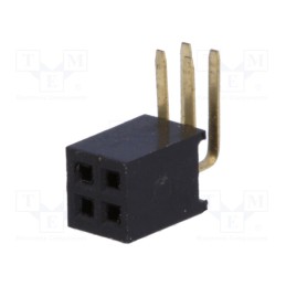 20 pcs : DS1065-14-2*2S8BR - Socket, pin strips, female, PIN: 4, angled 90°, 1.27mm, THT, 2x2