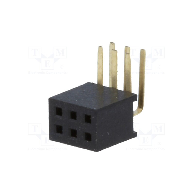 20 pcs : DS1065-14-2*3S8BR - Socket, pin strips, female, PIN: 6, angled 90°, 1.27mm, THT, 2x3