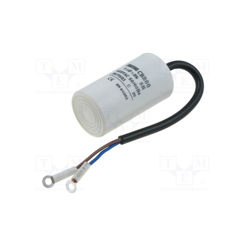 10 pcs : CBB60F-8/450 - Capacitor: motors, run, 8uF, 450V, Ø35x60mm, -25÷70°C, ±5%, 3000h