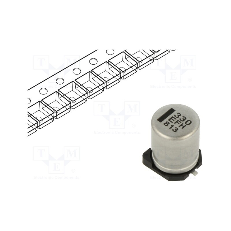 10 pcs : EEEFH1E331UL - Capacitor: electrolytic, low ESR, SMD, 330uF, 25VDC, Ø8x10.2mm