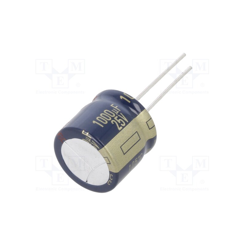 10 pcs : EEUFC1E102S - Capacitor: electrolytic, low ESR, THT, 1000uF, 25VDC, Ø16x15mm
