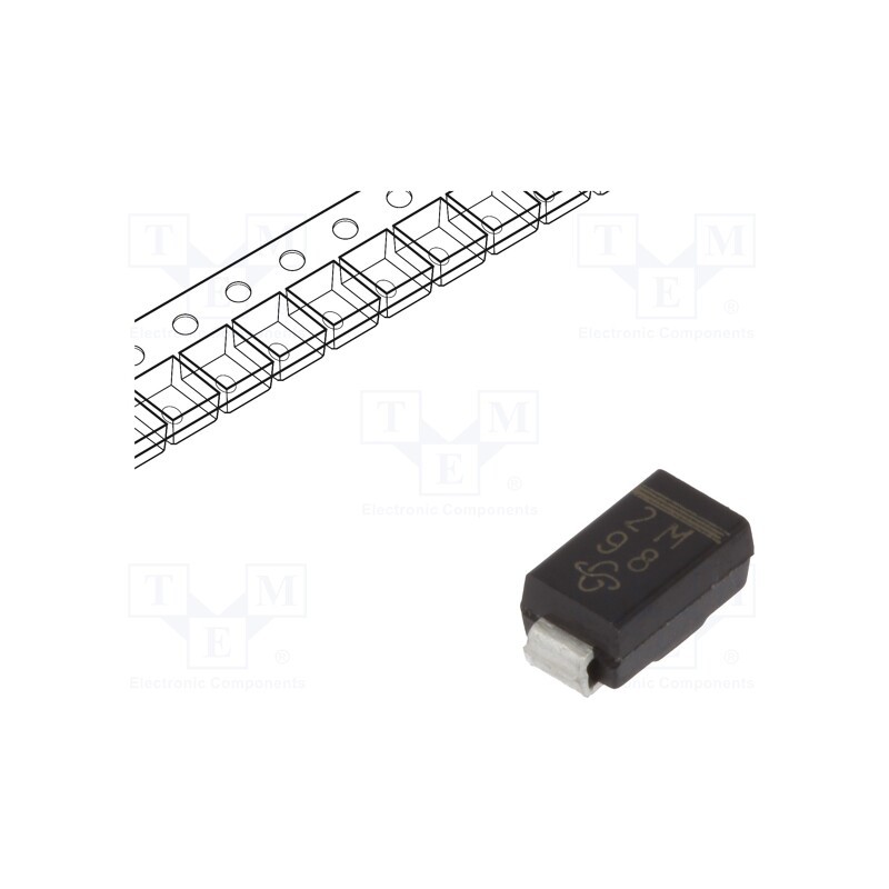 50 pcs : SA2M-E3/61T - Diode: rectifying, SMD, 1kV, 2A, 1.5us, SMA, Ufmax: 0.95V, Ifsm: 55A
