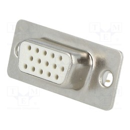 10 pcs : DS1077-15FW8NSS - D-Sub HD, PIN: 15, socket, female, straight, THT, 5A, 15mΩ