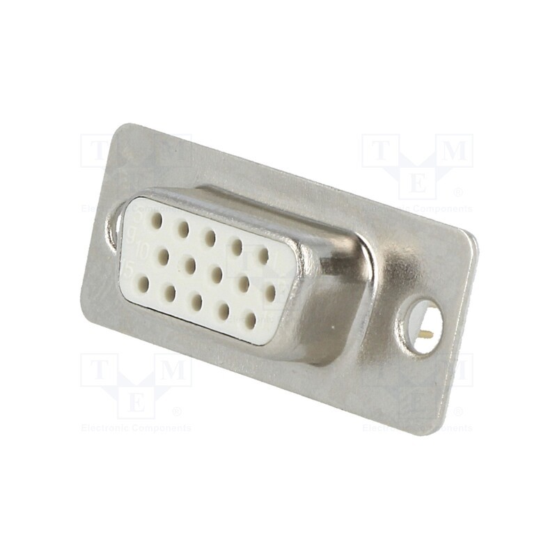 10 pcs : DS1077-15FW8NSS - D-Sub HD, PIN: 15, socket, female, straight, THT, 5A, 15mΩ