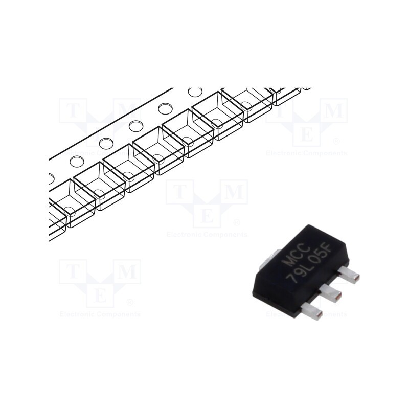 20 pcs : MC79L05F-TP - IC: voltage regulator, linear,fixed, -5V, 0.1A, SOT89, SMD, ±5%
