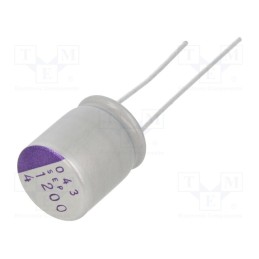 10 pcs : 4SEP1200M - Capacitor: polymer, 1200uF, 4VDC, SEP, THT, ±20%, -55÷105°C, 3000h