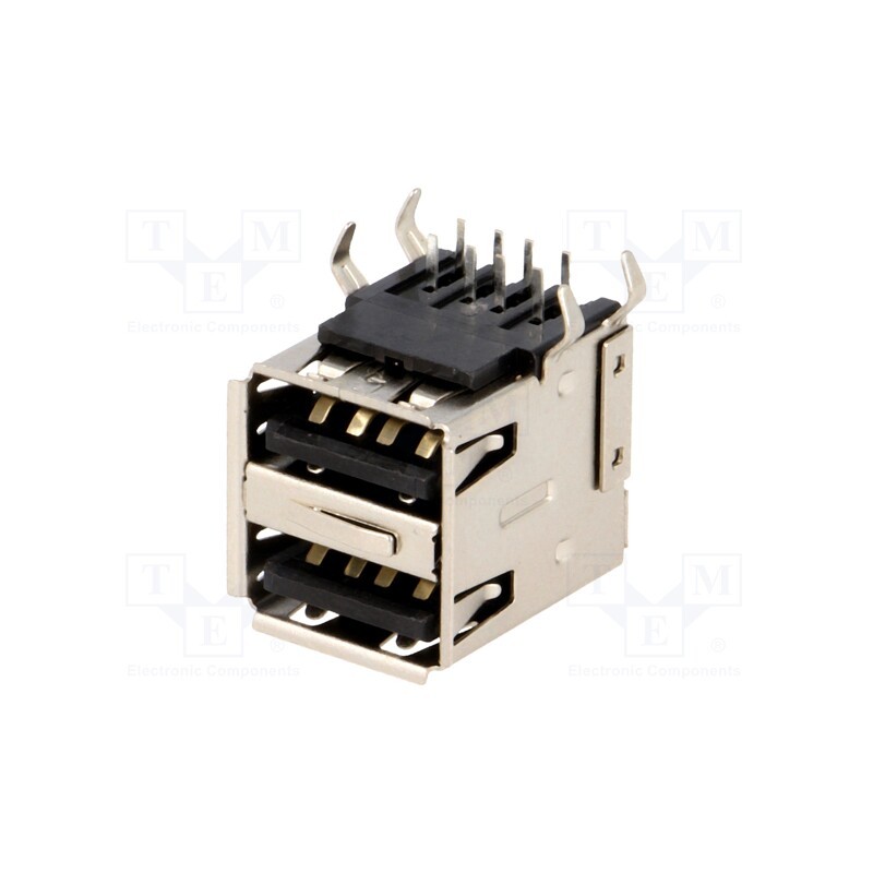 10 pcs : DS1096-BN0X-FE - Socket, USB A, THT, angled 90°, double