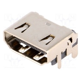 10 pcs : DS1114-BN0XR - Connector: HDMI, socket, PIN: 19, gold flash, angled 90°, SMT