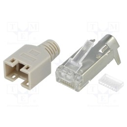 10 pcs : DS1123-13-P850TA-TME-006 - Plug, RJ45, PIN: 8, shielded,with strain relief, gold-plated, grey