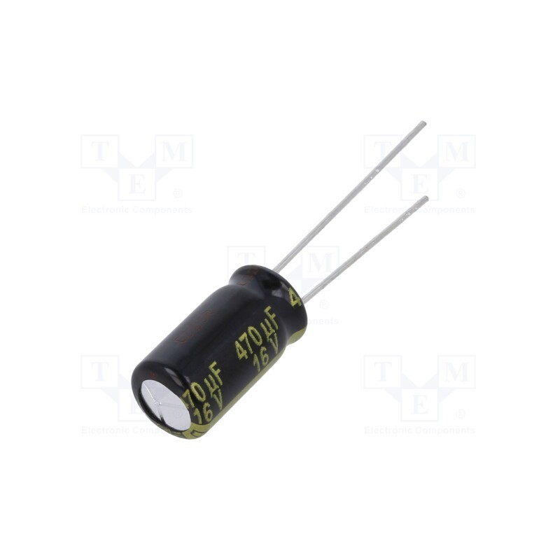 50 pcs : EEUFM1C471L - Capacitor: electrolytic, low ESR, THT, 470uF, 16VDC, Ø8x15mm, ±20%
