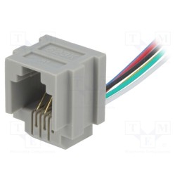 10 pcs : DS1133-04-S60A150 - Socket, RJ12, 150mm, PIN: 6, with panel stop blockade,with leads